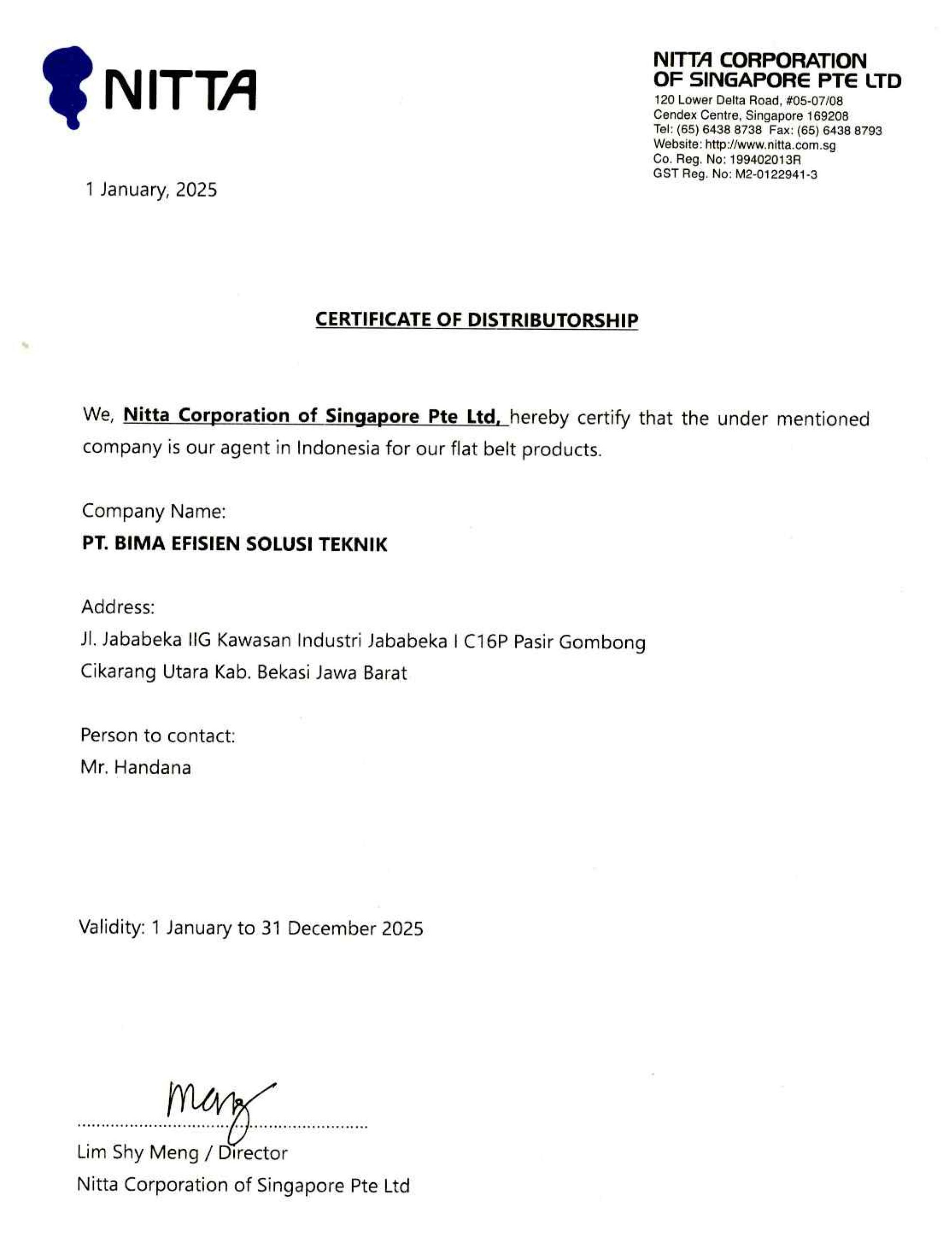 BEST Bima Efisien Solusi Teknik Distributor-Nitta-2025